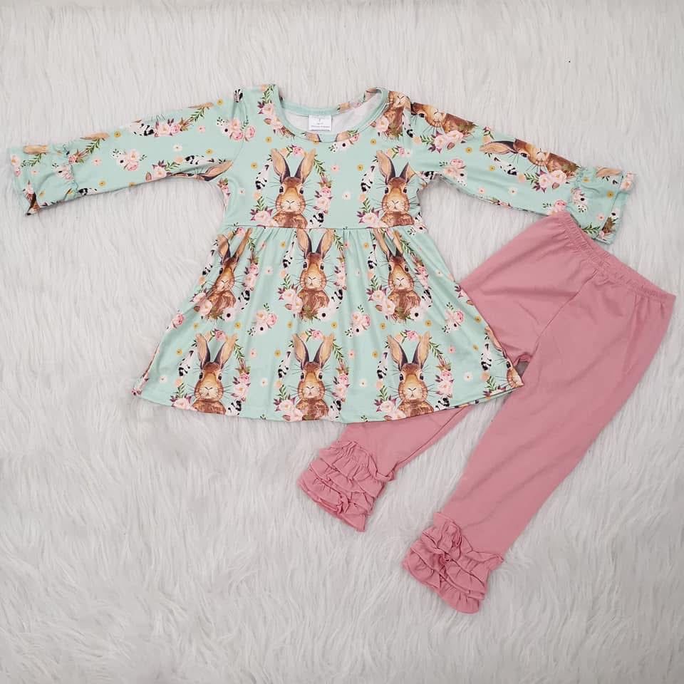 Bunny Tunic and Ruffle Leggings Set